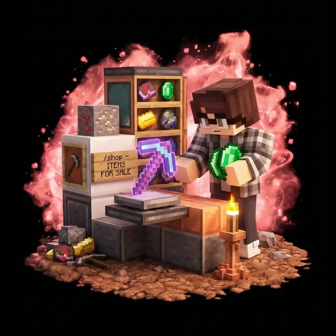 Tienda del servidor MASUKAI para comprar recursos en Minecraft survival