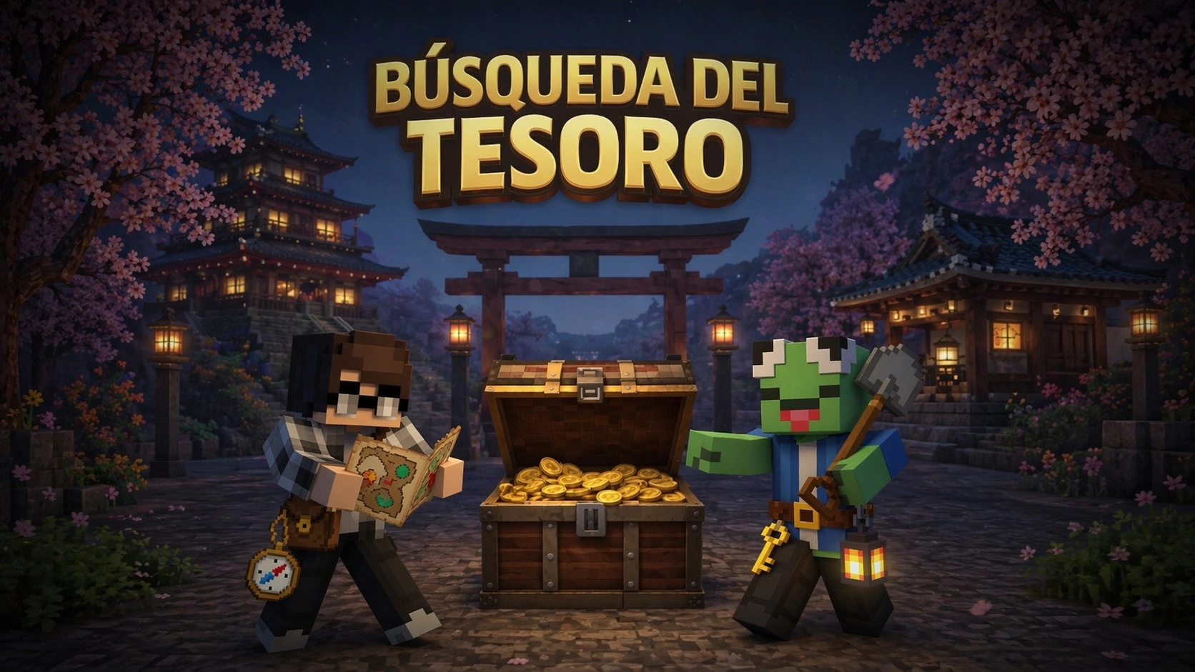 Evento de Lanzamiento del servidor de Minecraft Masukai con búsqueda del tesoro y premios especiales.