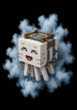 Mascota Happy Ghast de Minecraft en el servidor Masukai