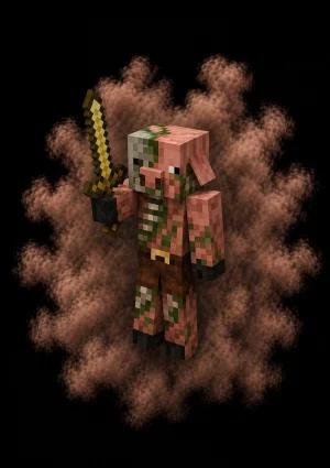 Mascota Zombie Piglin de Minecraft en el servidor Masukai